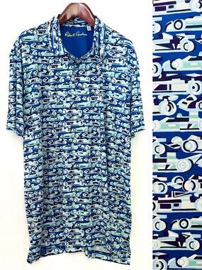 Robert Graham Short Sleeve Auto Expo Print Polo Blue 4XL